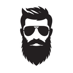 Silhouette of a Bearded Man Wearing Sunglasses