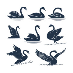 Obraz premium Swan silhouette bundle vector design