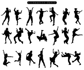 dancing silhouette dance pose element hand drawn vector