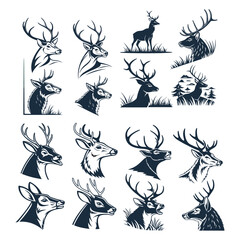 Deer silhouette bundle vector design