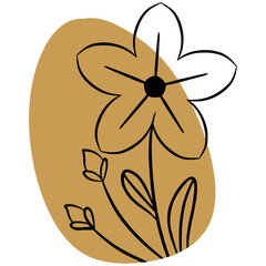 Flower outline with abstract geometric shape backgroung