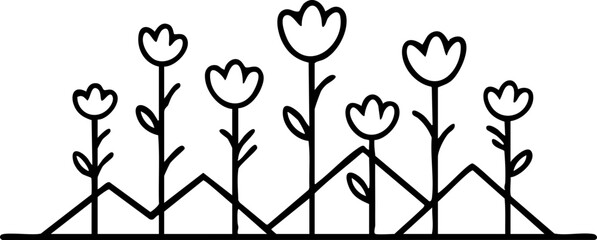 Minimalist Floral Landscape Vector Illustration