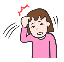 トゥレット症候群、運動チックの症状で体を叩く女性