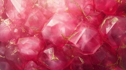 Abstract Pink Crystals with Golden Veins – Luxurious Gemstone Texture in Soft Light