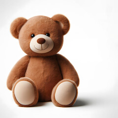 Obraz premium A soft and cuddly teddy bear with warm brown fur, against a clean light background.