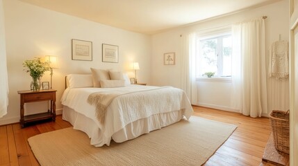 Bright, airy bedroom with comfortable bed, perfect for rest and relaxation