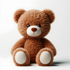 Obraz premium A soft and cuddly teddy bear with warm brown fur, against a simple, light background.