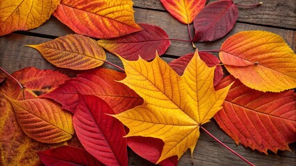 Fototapeta premium A close-up of colorful autumn leaves, capturing the beauty and texture of fall. 