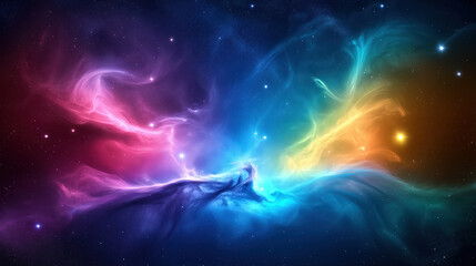 Naklejka premium Cosmic swirl of colors in deep space at night