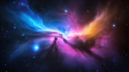 Colorful cosmic nebula glowing in the depths of space