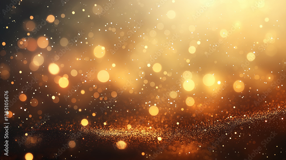 Poster golden bokeh lights create a sparkling effect during an evening event