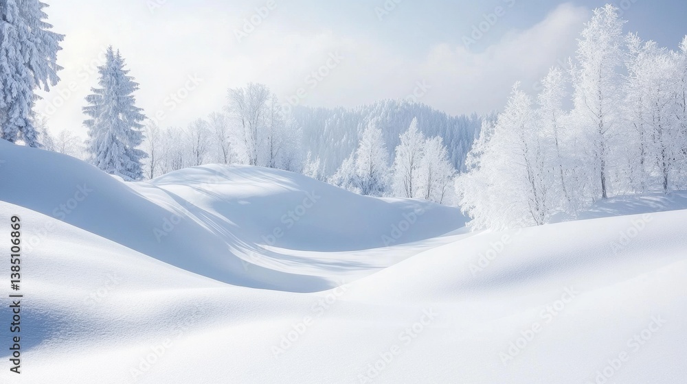 Leinwandbilder pure white snowy landscape with soft curves and delicate shadows creating a tranquil and calming atm