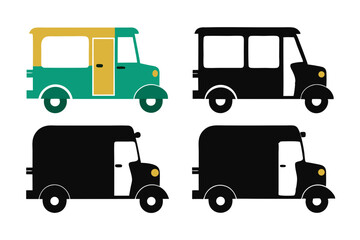 Fototapeta premium set of Auto rickshaw silhouette vector illustration
