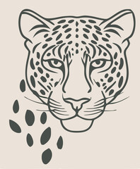 Vector Leopard  Jaguar Head Logo – Tribal and Modern Wild Cat Illustration with Bold Black and Orange Pattern, Blue Eyes, Tattoo Style Art