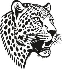 Vector Leopard  Jaguar Head Logo – Tribal and Modern Wild Cat Illustration with Bold Black and Orange Pattern, Blue Eyes, Tattoo Style Art