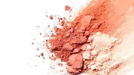 Soft movement of coral beige and terracotta blush tones on white background