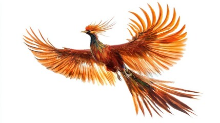 Fototapeta premium Fenghuang (Chinese Phoenix) isolated on white background