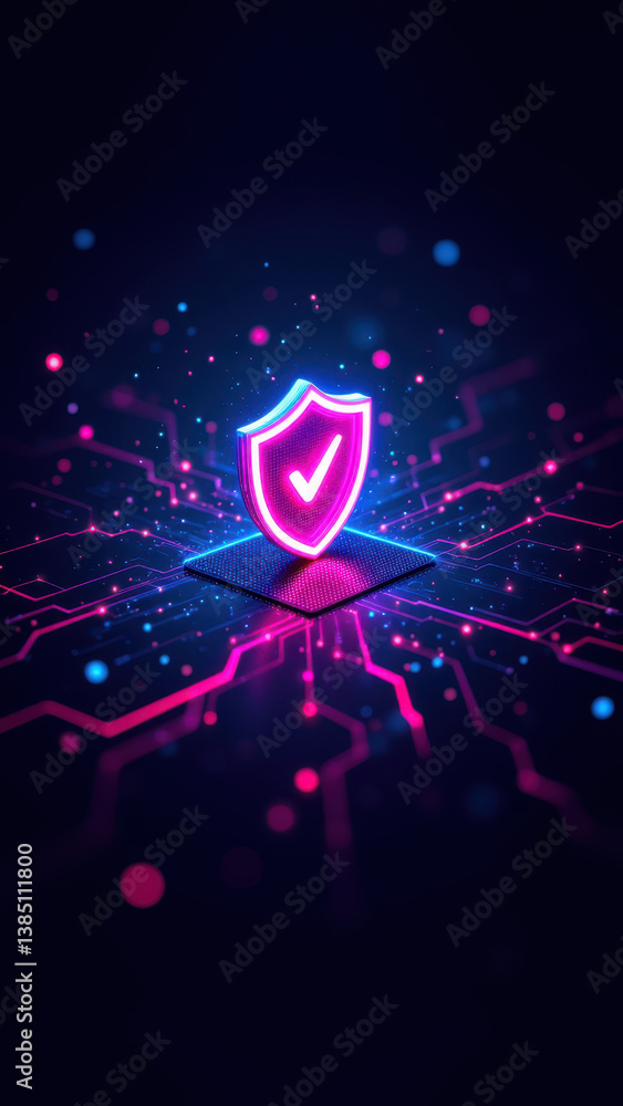 Aufkleber a vibrant graphic representing data protection and cyber security with a shield icon at the center o