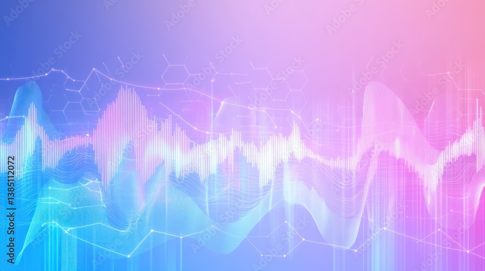 Poster abstract data visualization, digital waves