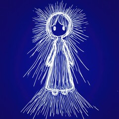 Obraz premium Floating figure, outlined, glowing