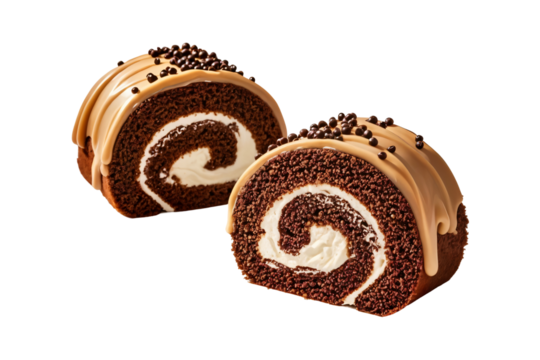 swiss roll cake on a white background food concept kek pasta dilimi