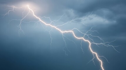 A close-up shot features a striking 3D-rendered lightning element in bright blue and white, highlighting the essence of electricity and raw energy on a dark canvas