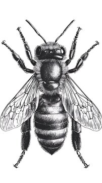 detailed black and white bee clip art preview