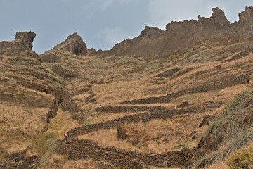 View of the Rota de Ponta do Sol trail on Santo Antao island. Cape Verde. Africa.