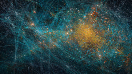 Astral cartographer mapping neural pathways across galactic consciousness grid, fingertips leaving star-trail code imprints on void-black celestial canvas  