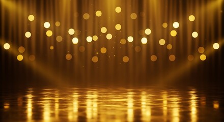 Golden Stage with Bokeh Lights, Party Background
