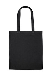 black shopper isolated on a white background, linen, cloth bag, suitable for mockups