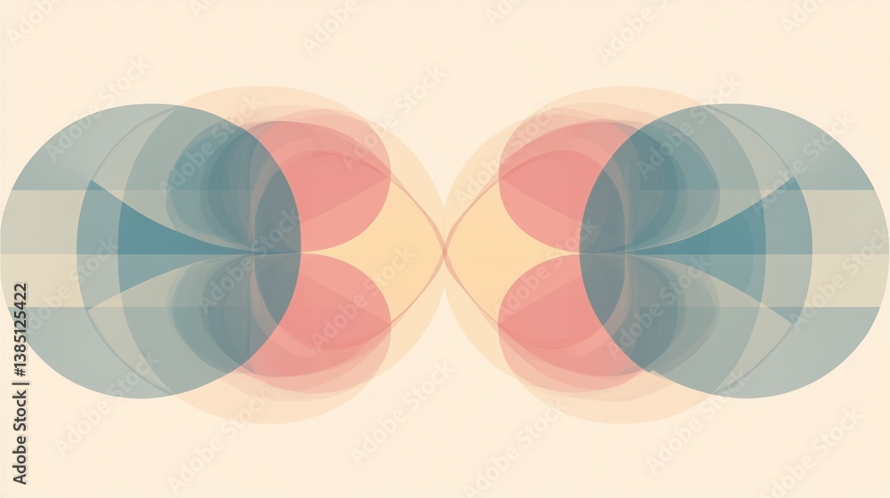 Aufkleber geometric harmony: an abstract composition of layered circles, blending soft hues in a display of vi
