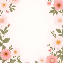 Fototapeta premium pastel botanical pattern of wild spring flowers scattered creatively across soft background, unique artistic arrangement with empty zones for text insertion