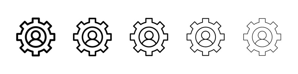 Account settings icons vector set in different stroke line style