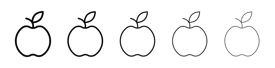 Apple icons vector set in different stroke line style