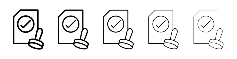 Approved document icons vector set in different stroke line style
