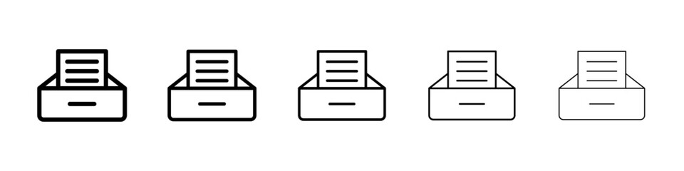 Archive icons vector set in different stroke line style