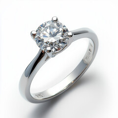 A Classic Round Diamond Ring with a Polished White Gold Band, Showcasing Timeless Elegance