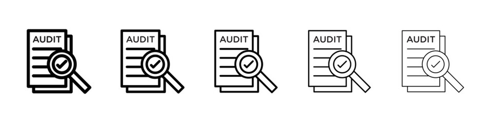 Audit report icons vector set in different stroke line style