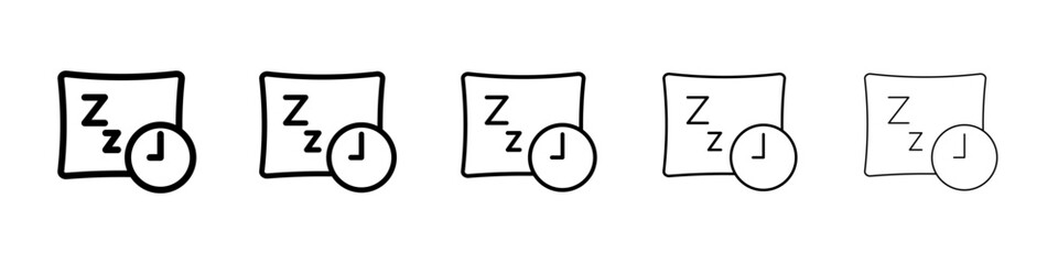 Bedtime icons vector set in different stroke line style