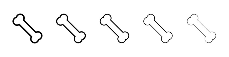 Bones icons vector set in different stroke line style
