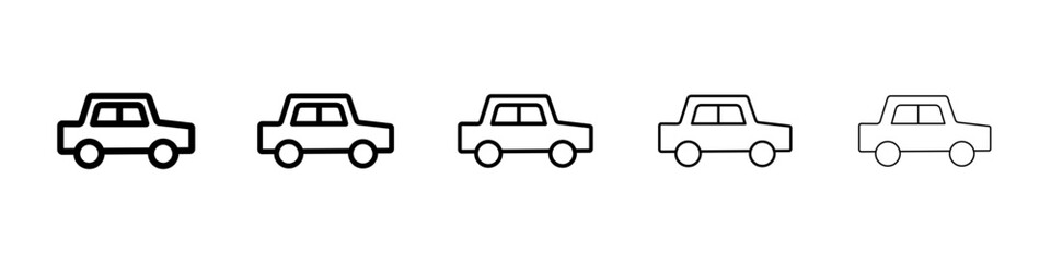 Car icons vector set in different stroke line style