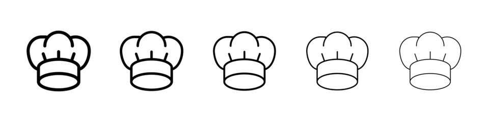 Chef hat icons vector set in different stroke line style