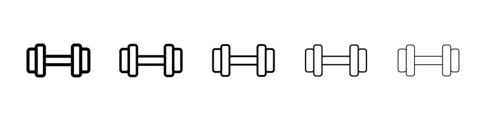 Dumbbell icons vector set in different stroke line style