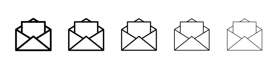 email icons vector set in different stroke line style