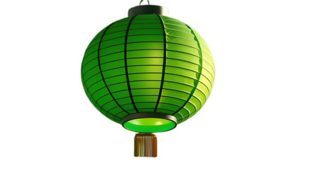 green chinese lanterns on transparent background