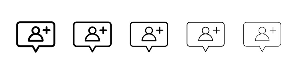 Follower icons vector set in different stroke line style