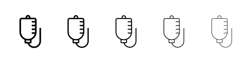 IV bag icons vector set in different stroke line style