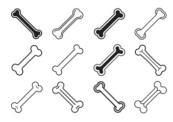Naklejka premium Dog Bone silhouette vector Set