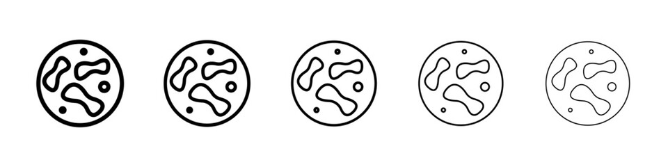 Microorganism icons vector set in different stroke line style